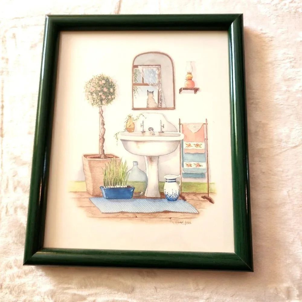 Framed Bathroom Drawing by Carol Gear